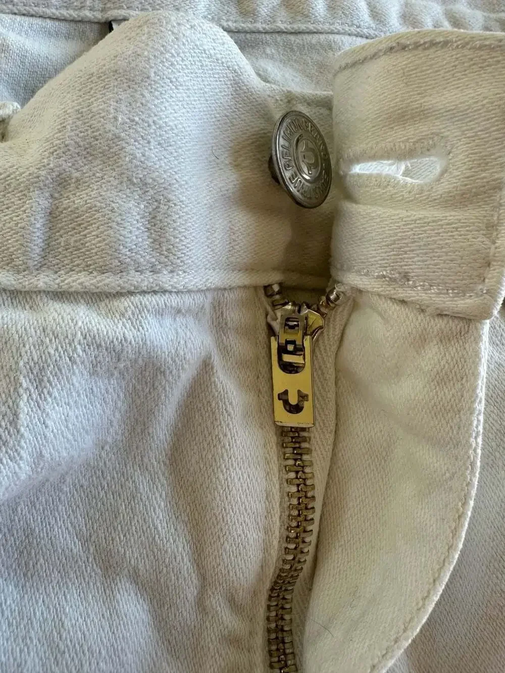 Vintage True Religion Ricky Relaxed Straight Leg White Jeans, Size 36